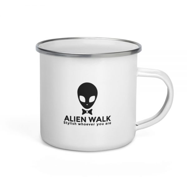 Alien Walk enamel mug white 12oz right 601442e3a6823