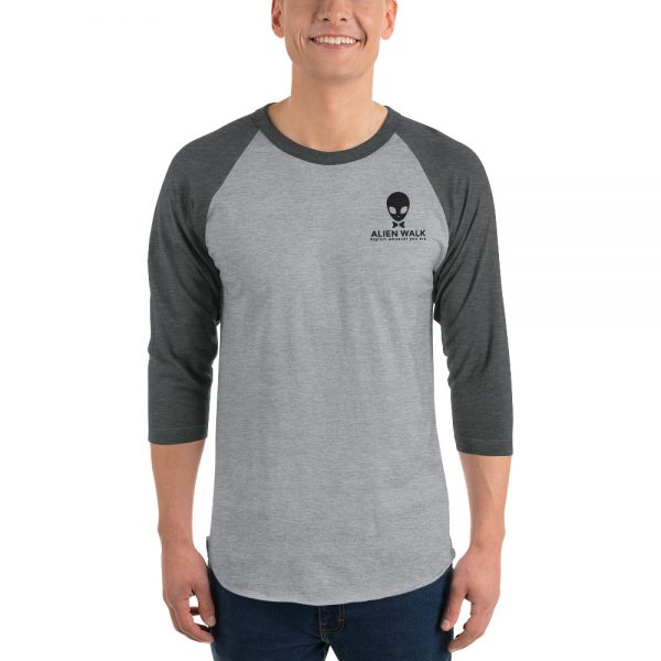 Alien Walk unisex 34 sleeve raglan shirt heather grey heather charcoal front 601445ec42577