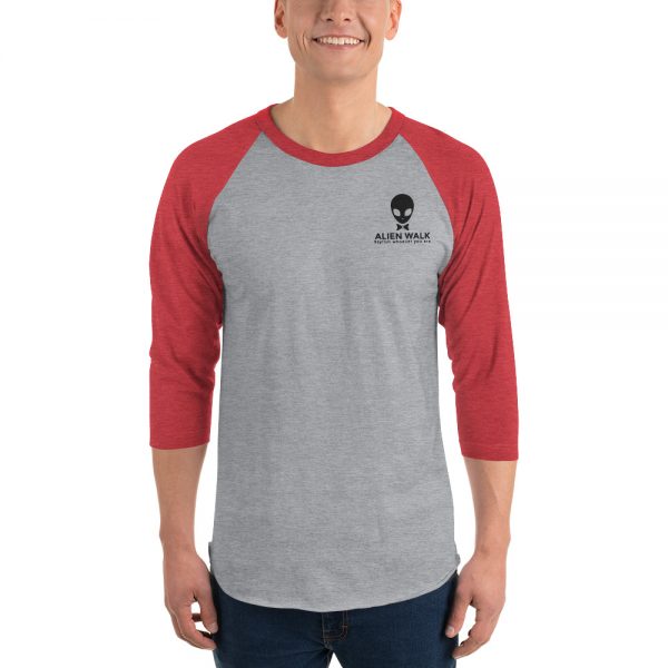 Alien Walk unisex 34 sleeve raglan shirt heather grey heather red front 601445ec424af