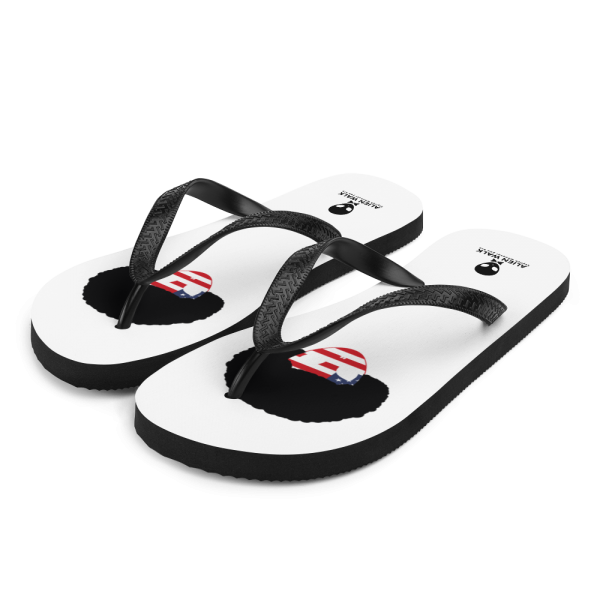 Alien Walk sublimation flip flops white front left 60b64ddf33c43