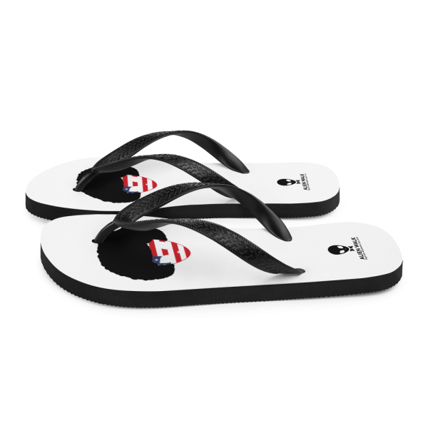 Alien Walk sublimation flip flops white left 60b64ddf33db9